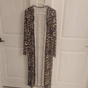 Medium-Leopard Print Women's Long Cardigan